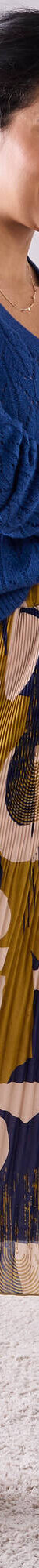 Jupe voile plissé,  imprimé graphique, petite stature (bronze / bleu) Jupe voile plissé,  imprimé graphique, petite stature (bronze / bleu)